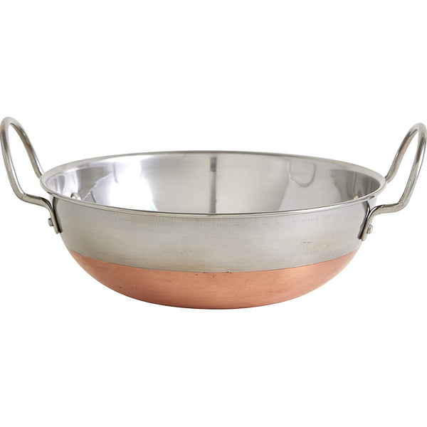 Stainless Steel - Copper Bottom Kadai (Wok), 18 G Heavy Duty , 9 Dia &  2.75 Tall - By Celebrate Festival Inc, 12 dia/ 88 oz capacity copper steel  wok, Durable copper