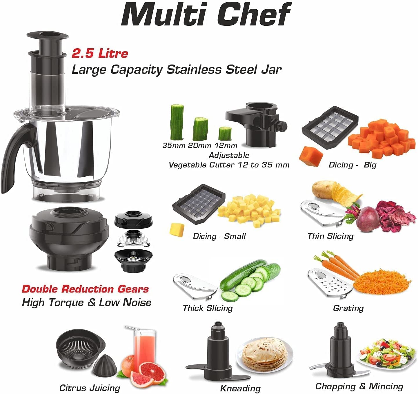 Vidiem Tusker Mixer Grinder 750W  - 110 V with 5 Jars